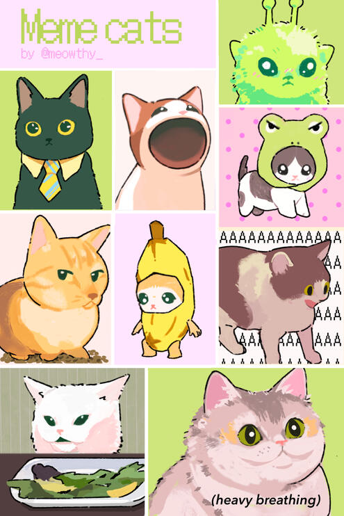 Meme Cats Sticker Sheet